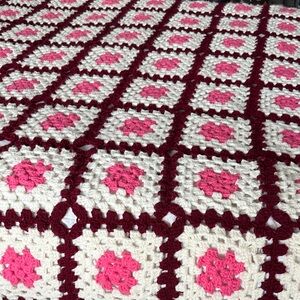 Handmade Vintage Granny Square Crochet Aphgan Blanket